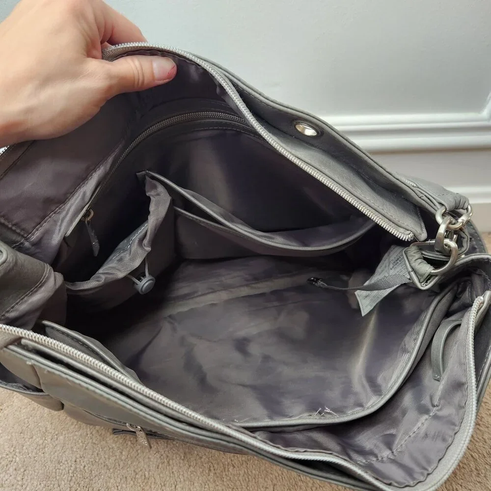 Beis The Diaper Bag Grey Tote Bag Pockets Shoulder Strap Crossbody Large